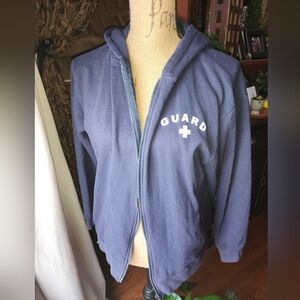 Blue Zip-Up Hoodie with Guard Logo